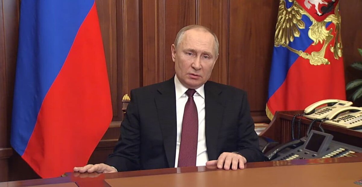    Владимир Путин сообщает о необходимости проведения специальной военной операции на территории Украины. 24 февраля 2022 года Цитата из видео Официального интернет-представительства Президента России