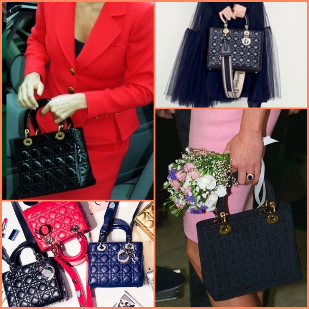 Принцесса Диана с сумкой Lady Dior, Dior круизная коллекция 2019, современные расцветки Lady Dior