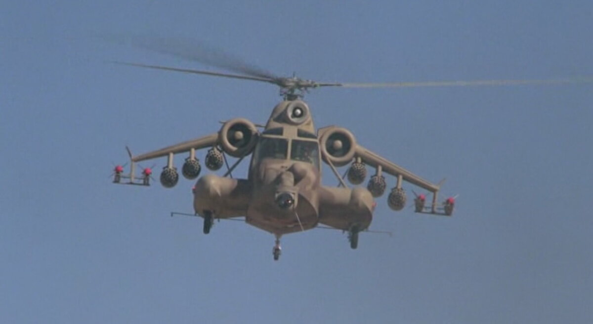 Бутафорский советский вертолет. Кадр из фильма