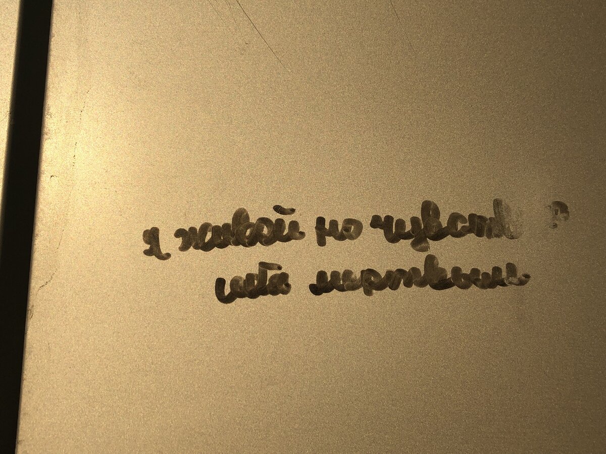 Надпись маркером на мобильной сцене в Парке 850-летия Москвы