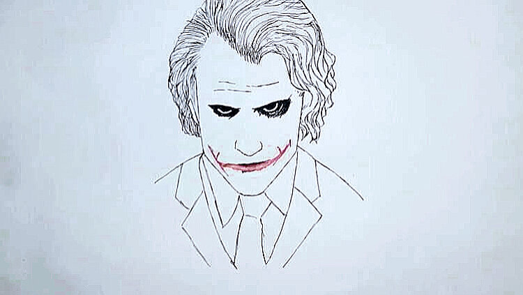 Как нарисовать Портрет Джокера из «Темного рыцаря» карандашом поэтапно