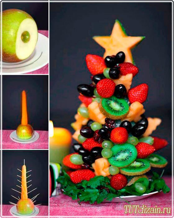 Фруктовая елочка на морковке
