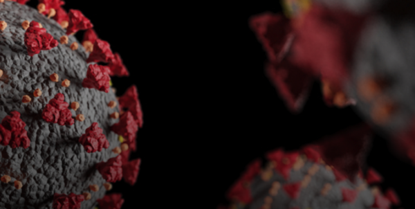 частица вируса CVD-19 под микроскопом