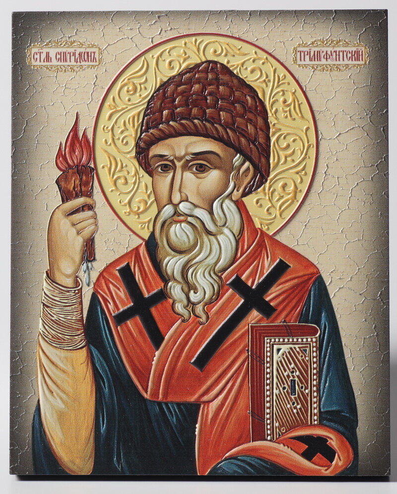 Святитель Спиридон Тримифунтский источник фото: https://sofrino.ru/upload/iblock/457/art_2680039_tsvetnoe_foto_tserkovnoe_obemnaya_pechat_na_doske_13kh15_lak_spiridon_novyy_razmer.jpg