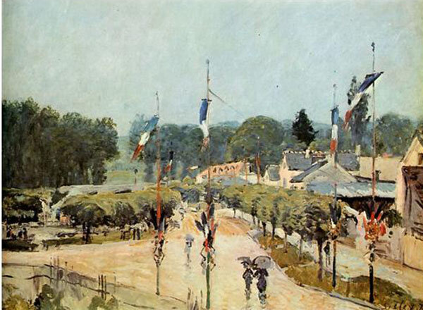 Фотография картины А. Сислея "Четырнадцатое июля в Марле-ле-Руа" (из открытых источников)