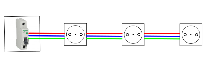 Стоит добавить что подключение заземления должно быть от одного провода, подключать последовательно не рекомендуется. (На картинке условно показано соединение)