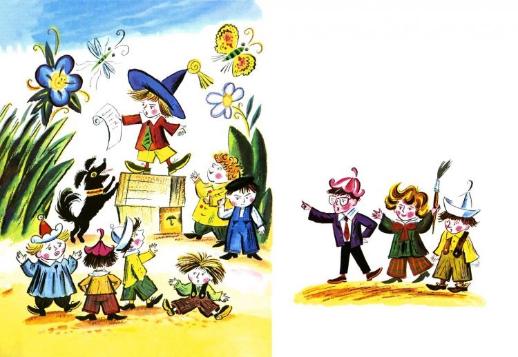 На иллюстрации художника Б.Калаушина сразу видно, что священник Незнайка читает проповедь