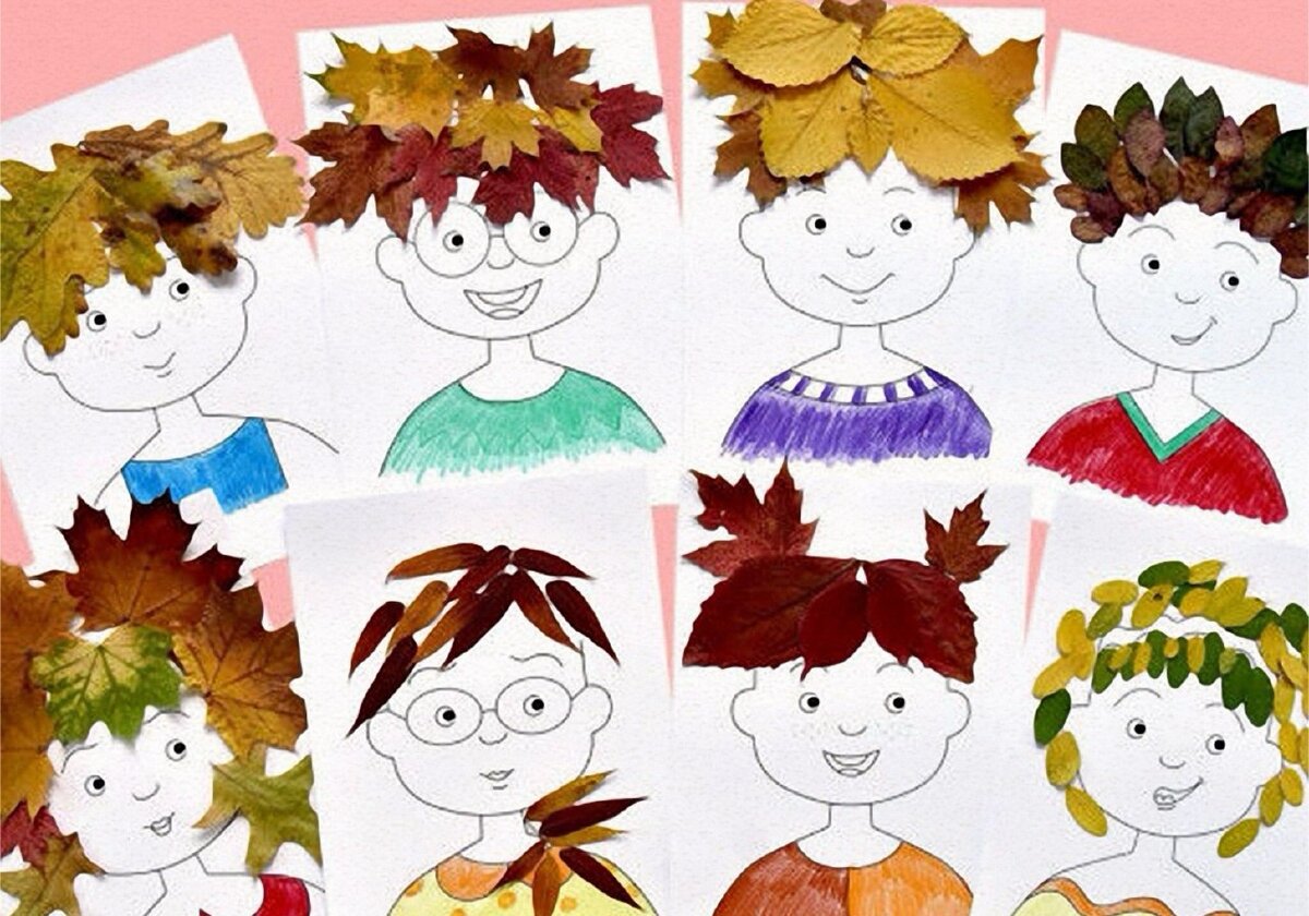 Шаблон девочки для аппликации из листьев. Необычная аппликация. Портрет аппликация. Веселые лица для аппликации. Аппликация портрет для дошкольников