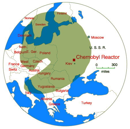 Куда летело радиоактивное облако с Чернобыля после аварии