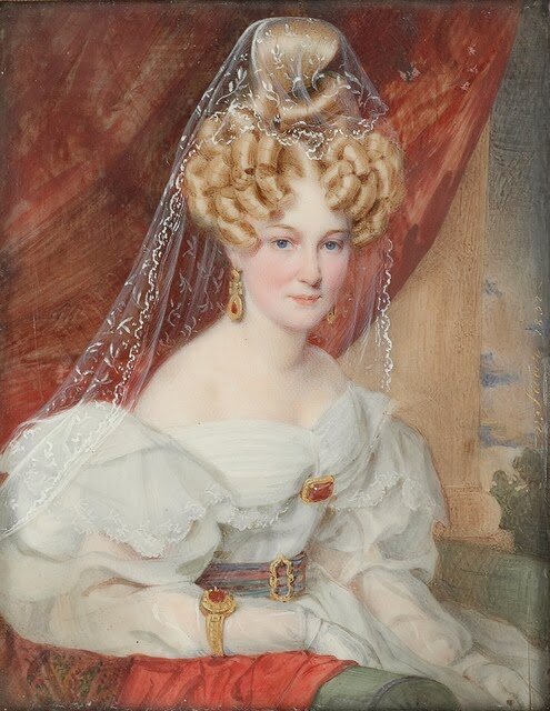 Портрет дамы, миниатюра, Карл фон Заар, 1832. Из частной коллекции