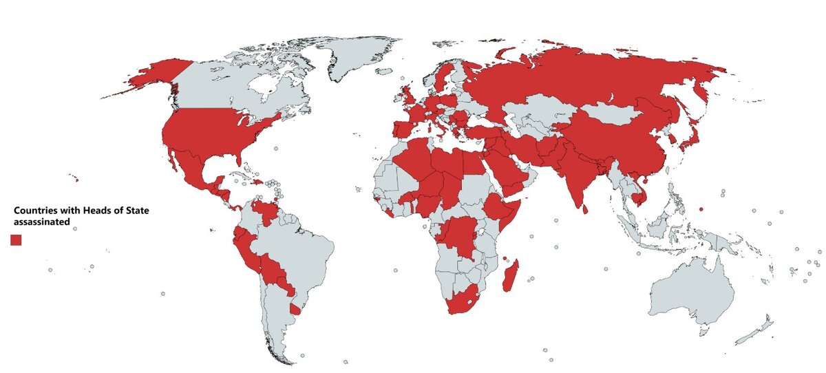 Страны мира, в которых хотя бы раз убивали главу 