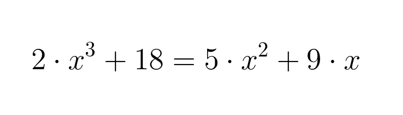 Уравнение из другой моей статьи (для любителей "это - туда, то - сюда" спойлер: корень 3, делим на (x-3), получаем квадратное уравнение с D=49, корня два - по формуле: -1 и 1,5)