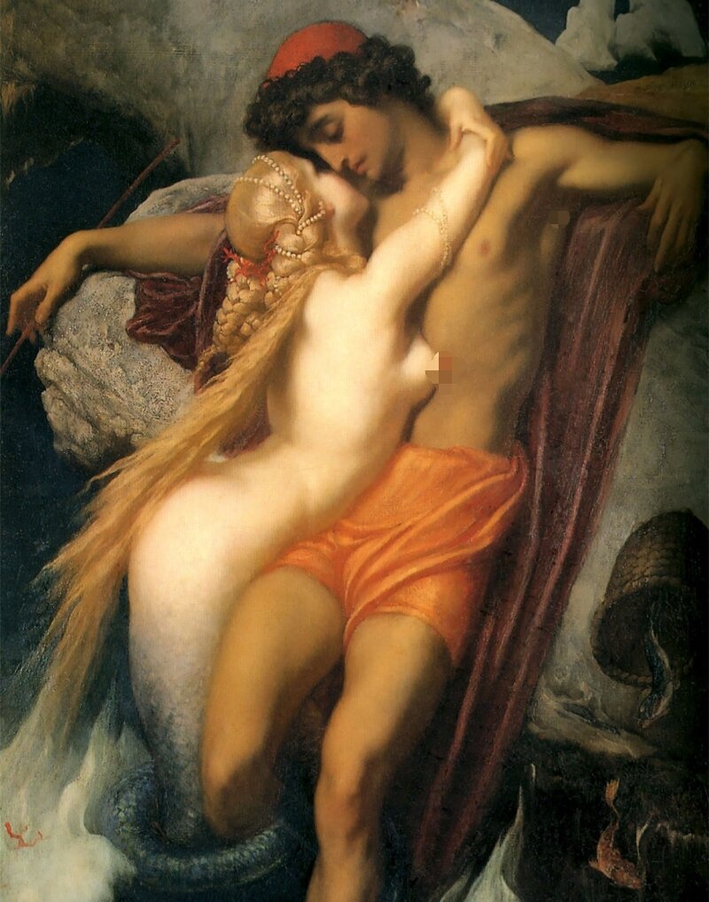 Лейтон Фредерик, картина "Рыбак и сирена"