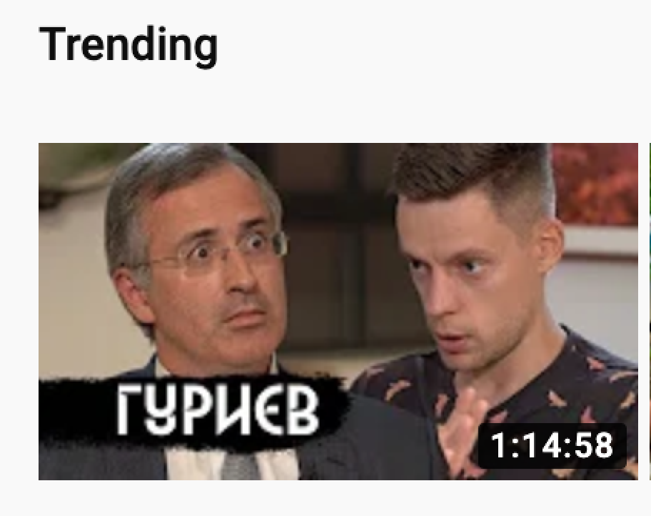 На первом месте новое видео Дудя.