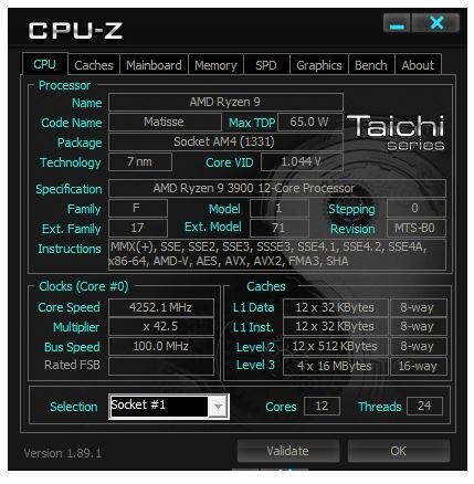  Базовая тактовая частота ядер Ryzen 9 3900 довольно низкая по современным меркам - 3,1GHz, частота в режиме boost выглядит более привлекательной - 4,35GHz при однопоточной нагрузке и 3,95-4,05GHz при многопоточной нагрузке, при этом, тепловыделение в максимальной нагрузке вовсе не заявленные 65W, а все 160W.
