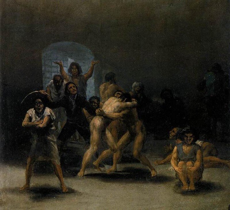 
Фрагмент картины «Двор сумасшедшего дома», Франсиско Гойя, 1794 год.