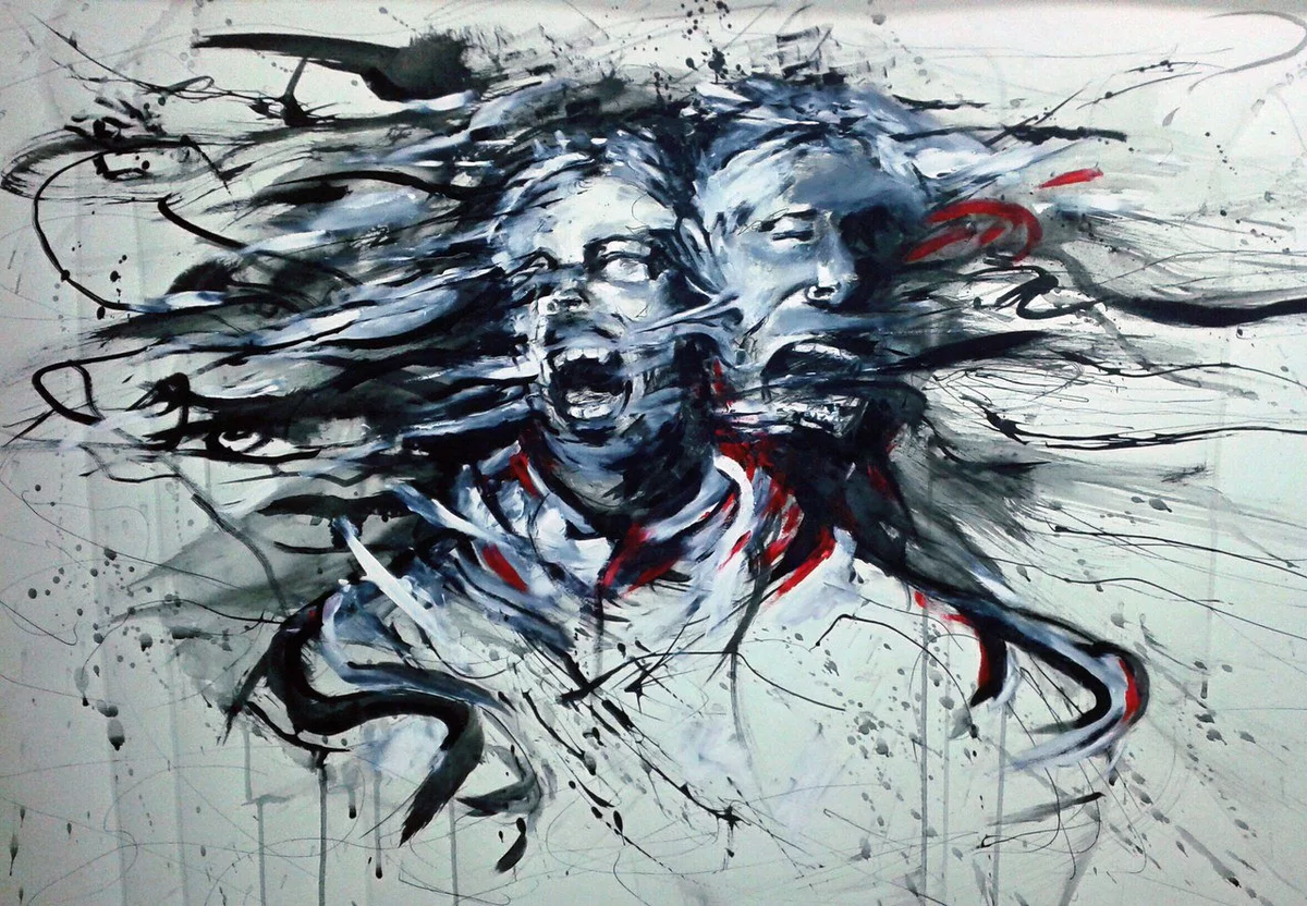 патриса мурчиано портрет. мрачный абстракционизм. абстрактная живопись. кричащие краски. абстракция рисунки.