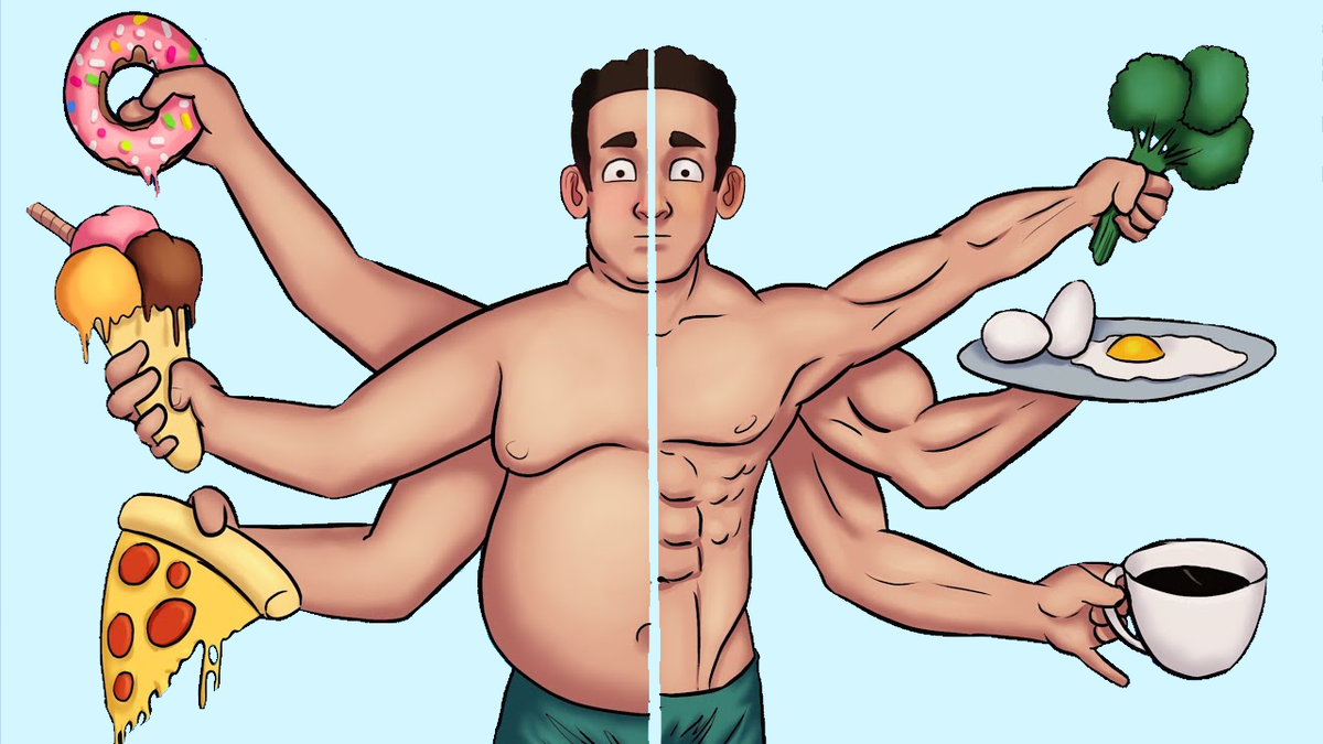 Человек толстеет. Человек толстеет не от еды. Ожирение иллюстрация. Особенности мужского организма.