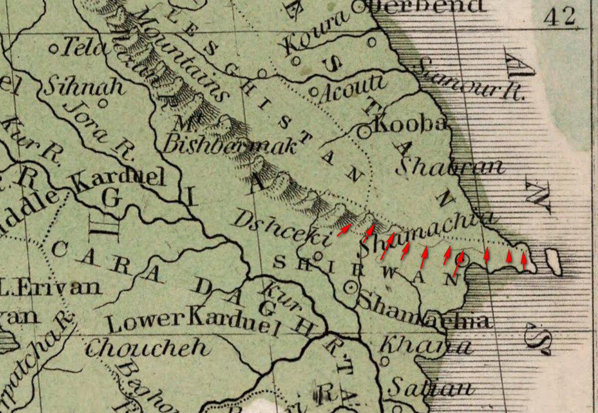 Карта лезгистана в 17 веке