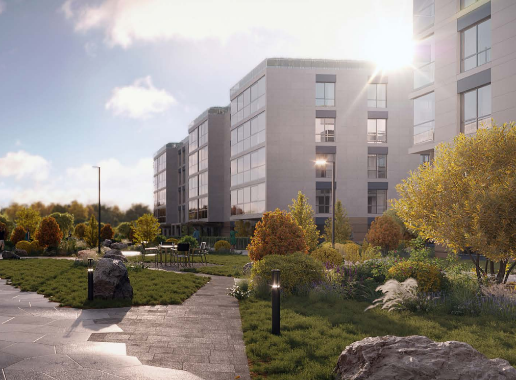 Рендер внутренней территории комплекса.