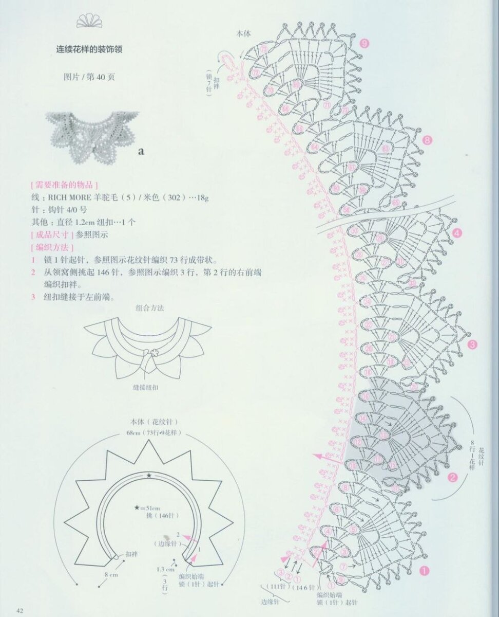 Современный воротничок крючком схема