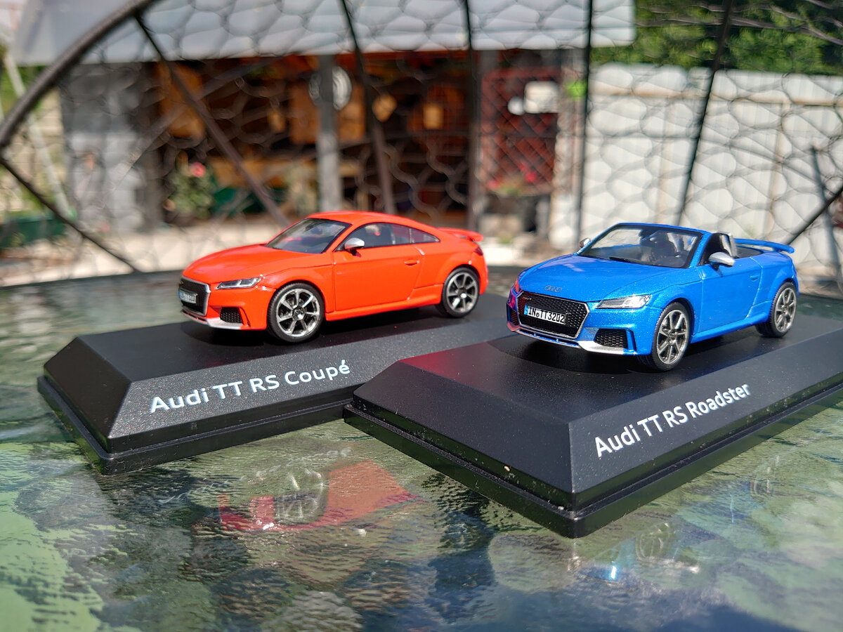 Audi TT RS Roadster Typ (8S) Arablau+ Audi TT RS Coupe Typ (8S) Grün  (2014-2016, 3 модели) | Коллекция моделей автомобилей | Дзен