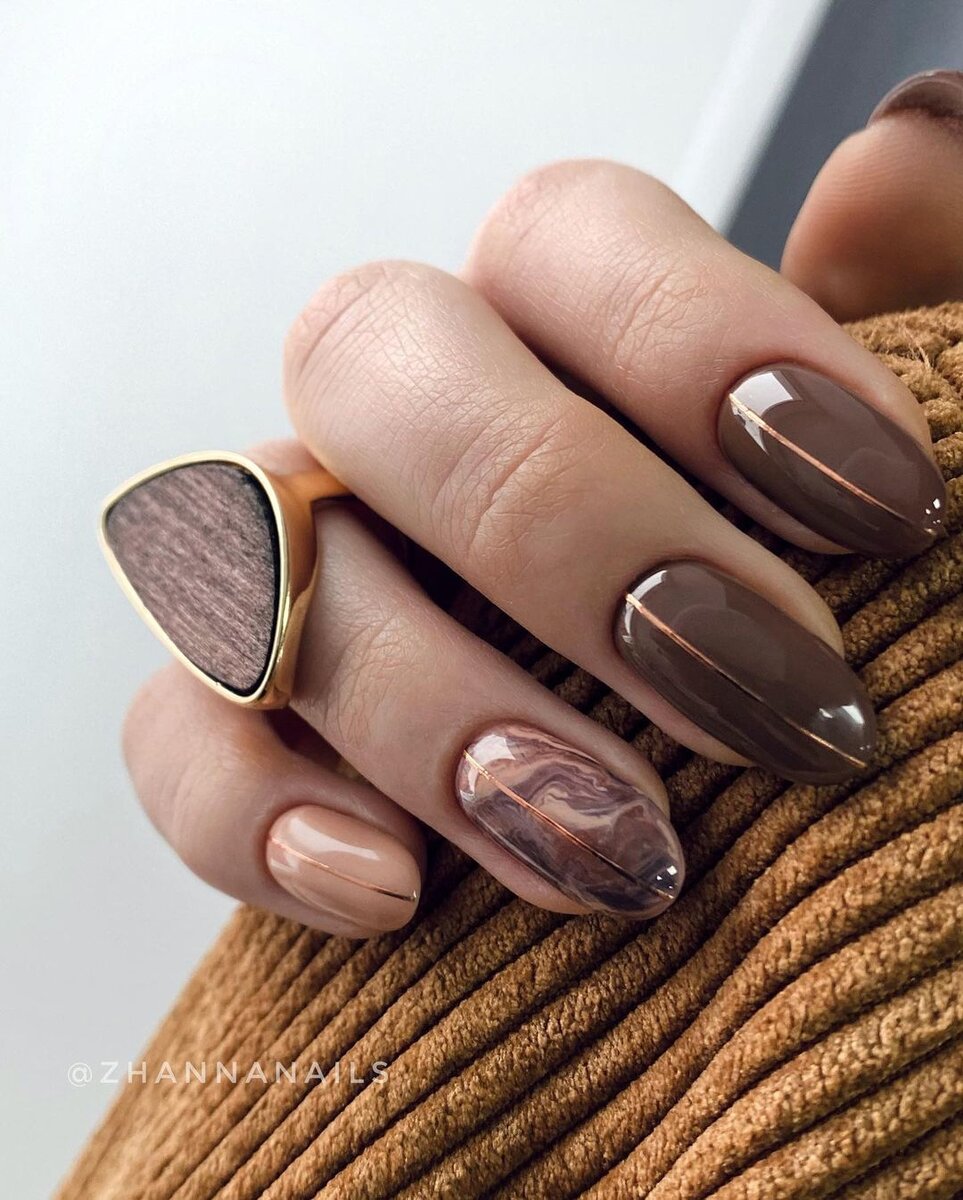 Коричневые ногти: дизайн маникюра в коричневых тонах (фото)