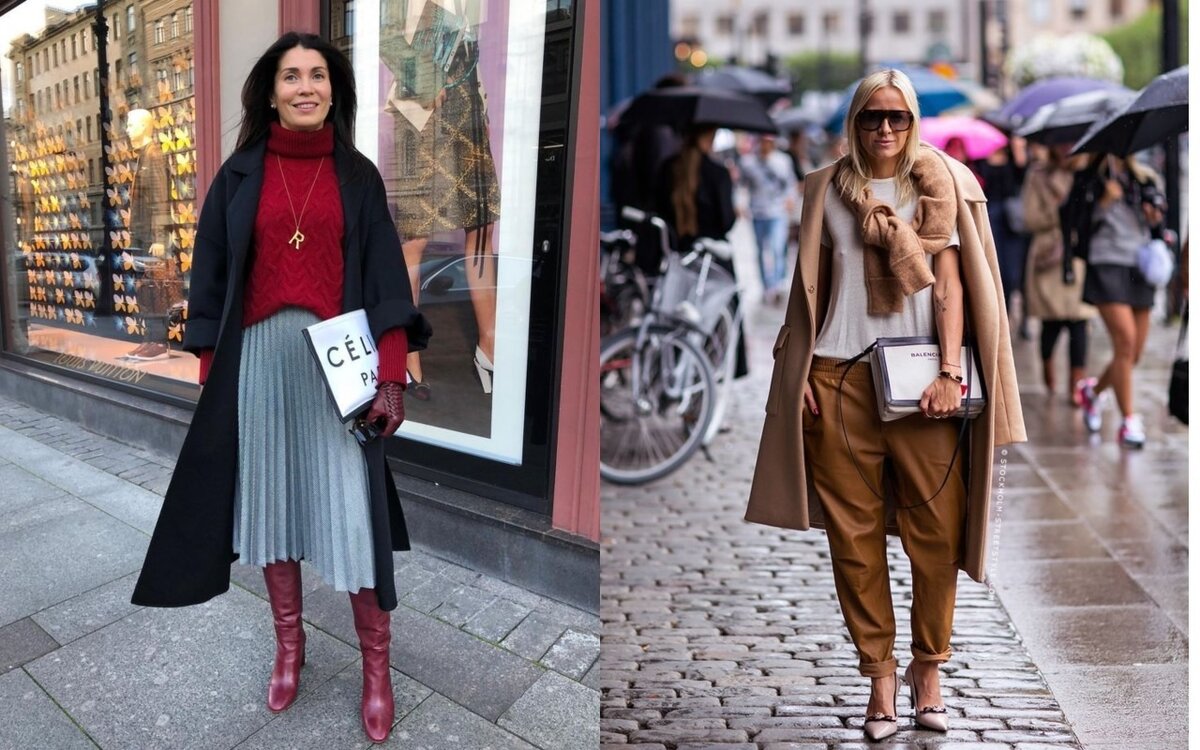 Классическое пальто и юбка-миди – вещи для женщин любого возраста.  