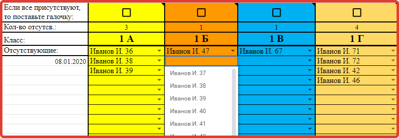 Внешний вид ведомости.