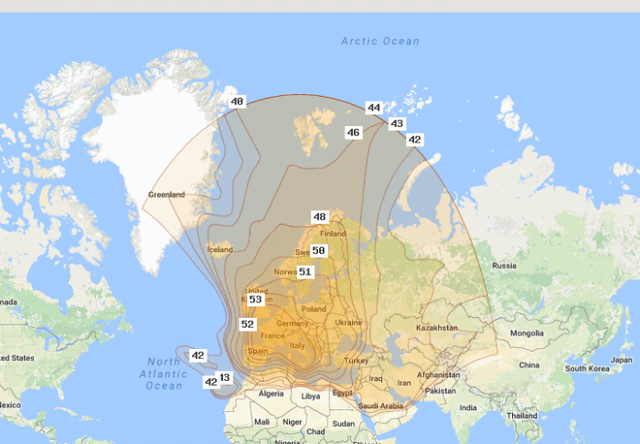 140 градусов восточной долготы. Хотберд Спутник зона покрытия. Hotbird 13 градус. Спутник 56 градусов зона покрытия. Зона покрытия хотберд 13.