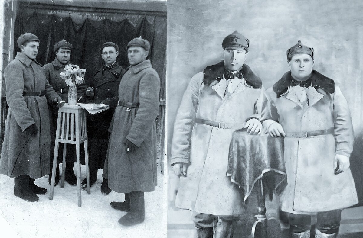 Левое фото 1937 год. Курсанты 243 учебного батальона бронетанковых войск, отец крайний справа. Правое фото 1939. Сержанты бронетанковых войск РККА, участники событий на реке Халхин-Гол.