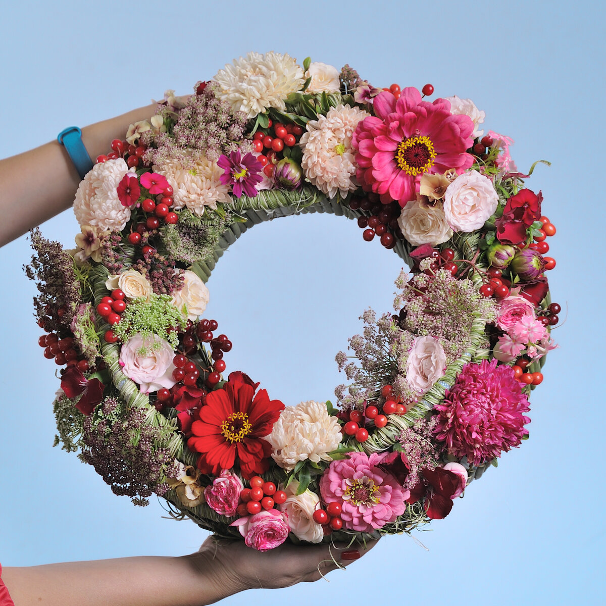 Летний венок от  преподавателя Казанской школы флористики kazanflowerschool
