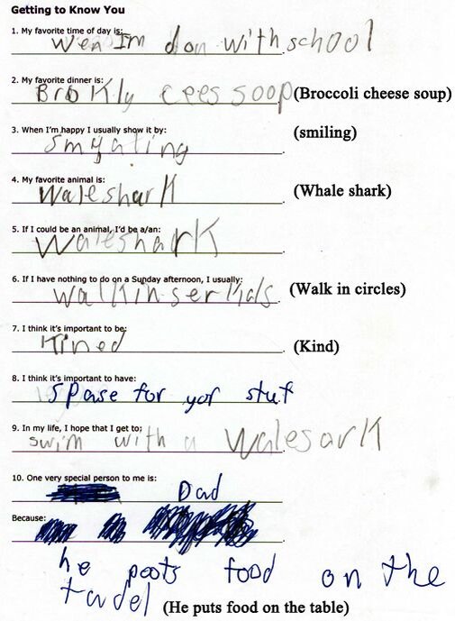 Англоговорящий 8-ми летний ребенок с дислексией. Фотография из открытых источников.