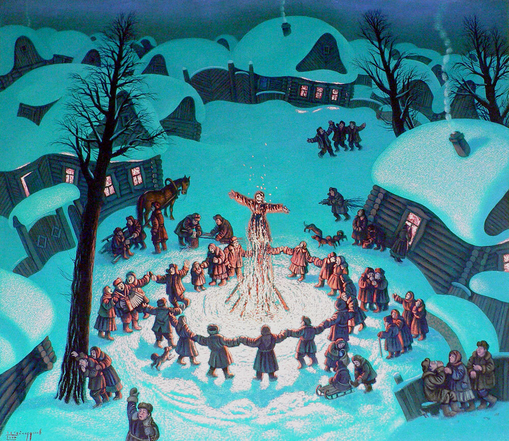 Картины художника Игоря Шаймарданова, цикл "Псковская Масленица" 