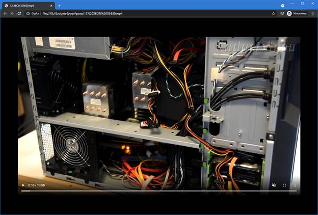 Видео проигрыватель в браузере Google Chrome