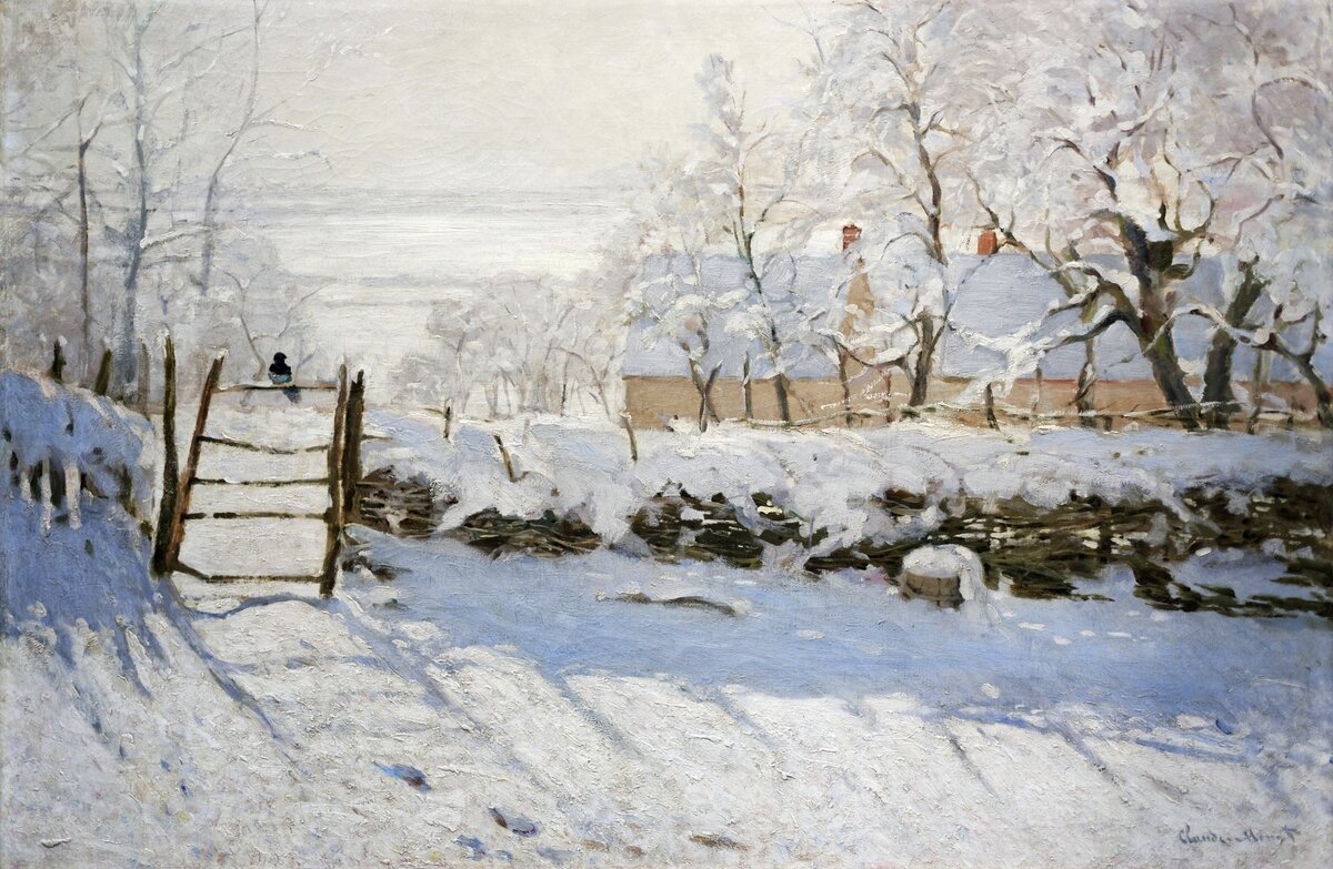 Claude Monet's The Magpie (1868–1869) famous painting. Original from Wikimedia Commons. Digitally enhanced by rawpixel.