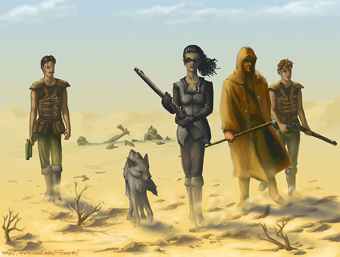 На этом фанарте совсем не те приключенцы, но декорации явно те, что надо.