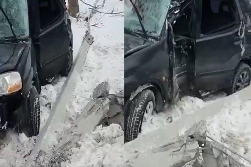     У кладбища на Дачном шоссе в Новосибирске девушка на иномарке вылетела с дороги и врезалась в столб. Фото: стоп-кадр.