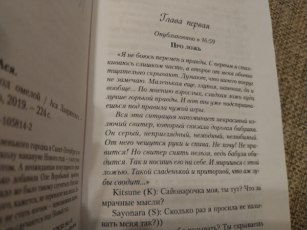 В книге есть параллельная линия - это блог, который ведет девочка. 