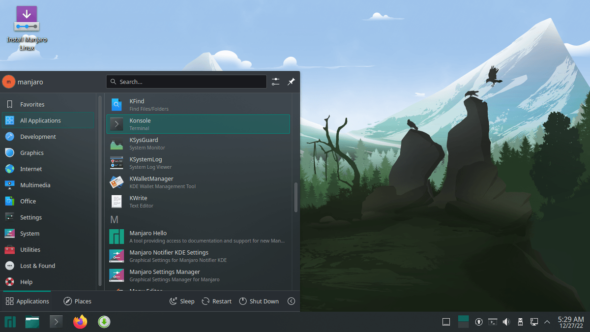 Manjaro 22 Sikaris KDE (Plasma)