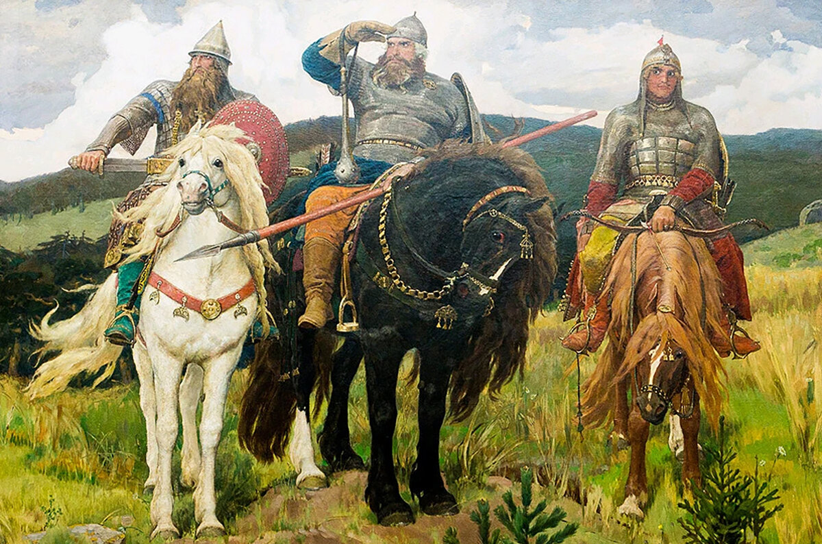 «Богатыри», Виктор Васнецов, 1881 г.–1898 г. Почти 20 лет картина рисовалась! На всякий случай, Илья Муромец - в центре.