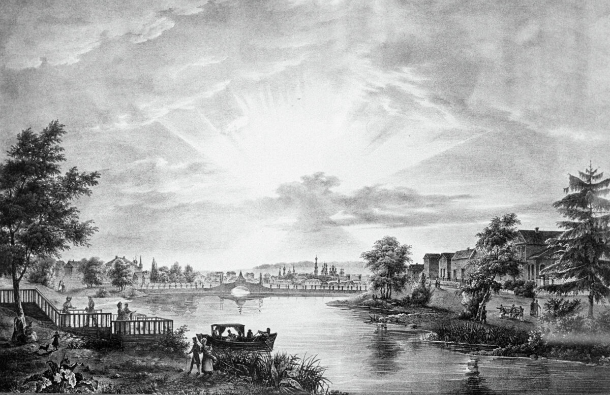 Репродукция литографии Антуана Кадоля "Москва. Пресненские пруды" (1825 г.). РИА Новости

