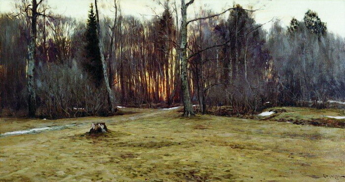 Станислав Жуковский. Апрельский вечер. (Вечер. Весна). 1898 . Холст, масло. Челябинский государственный музей изобразительных искусств