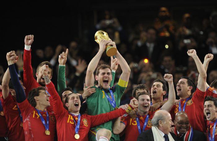 Сборная Испании после победы на Чемпионате Мира 2010.