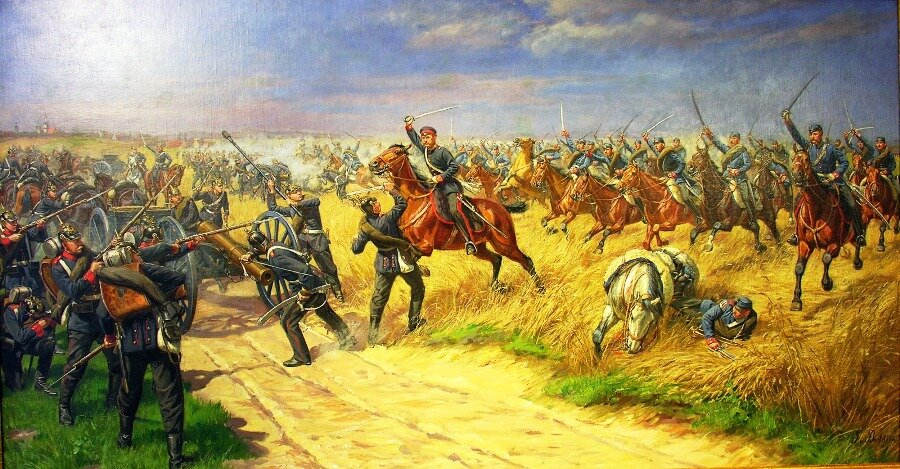 Бой за прусские пушки в ходе сражения при Лангензальце.