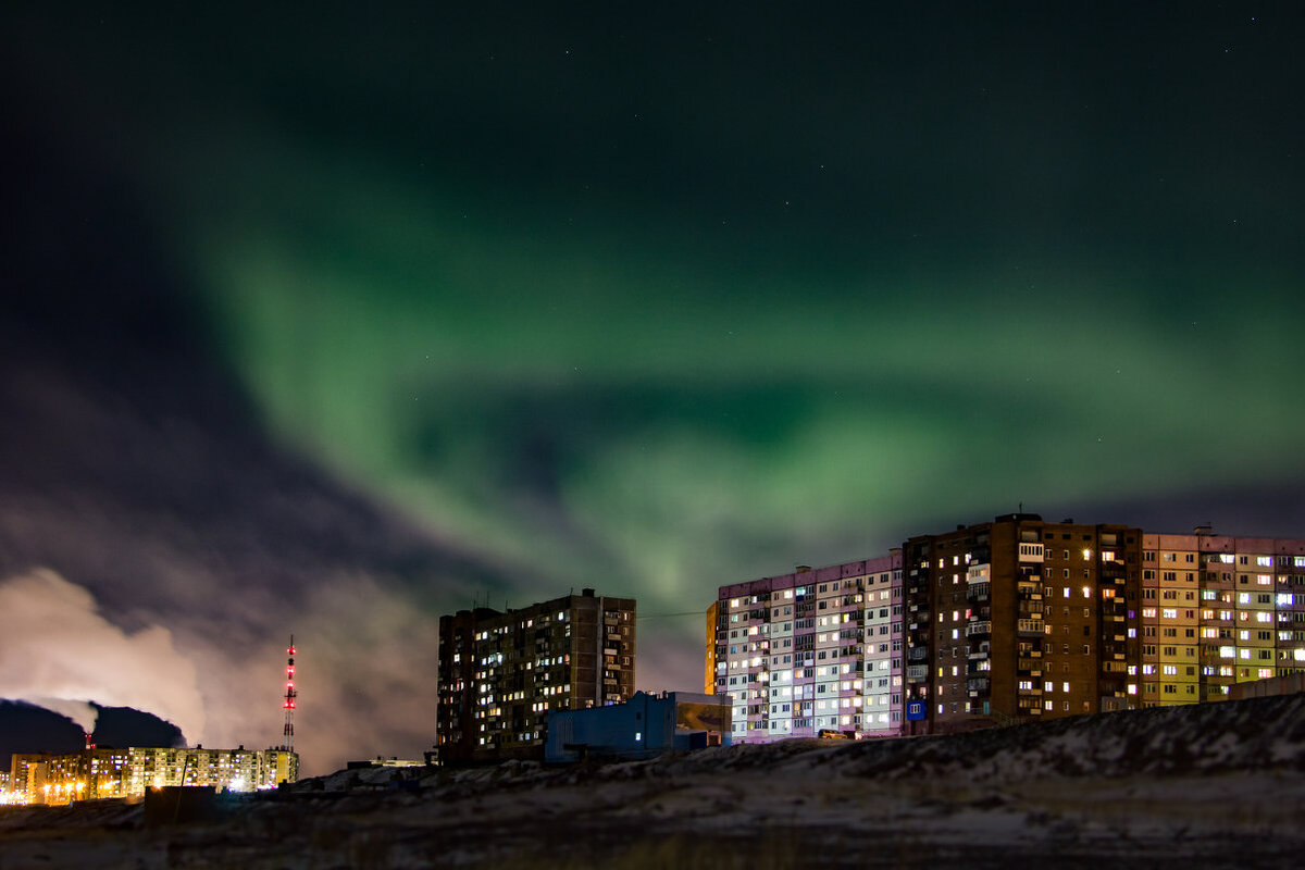 Северное сияние норильск фото