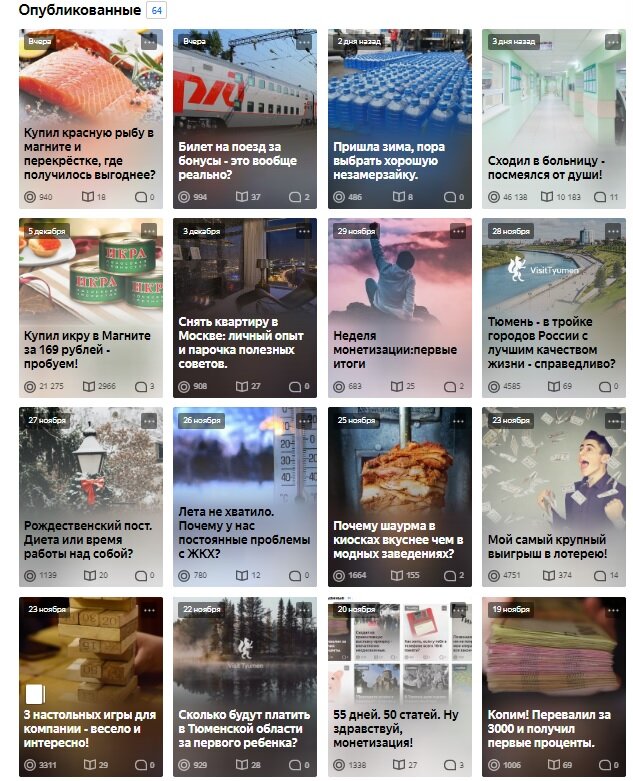 Мои статьи после выхода на монетизацию