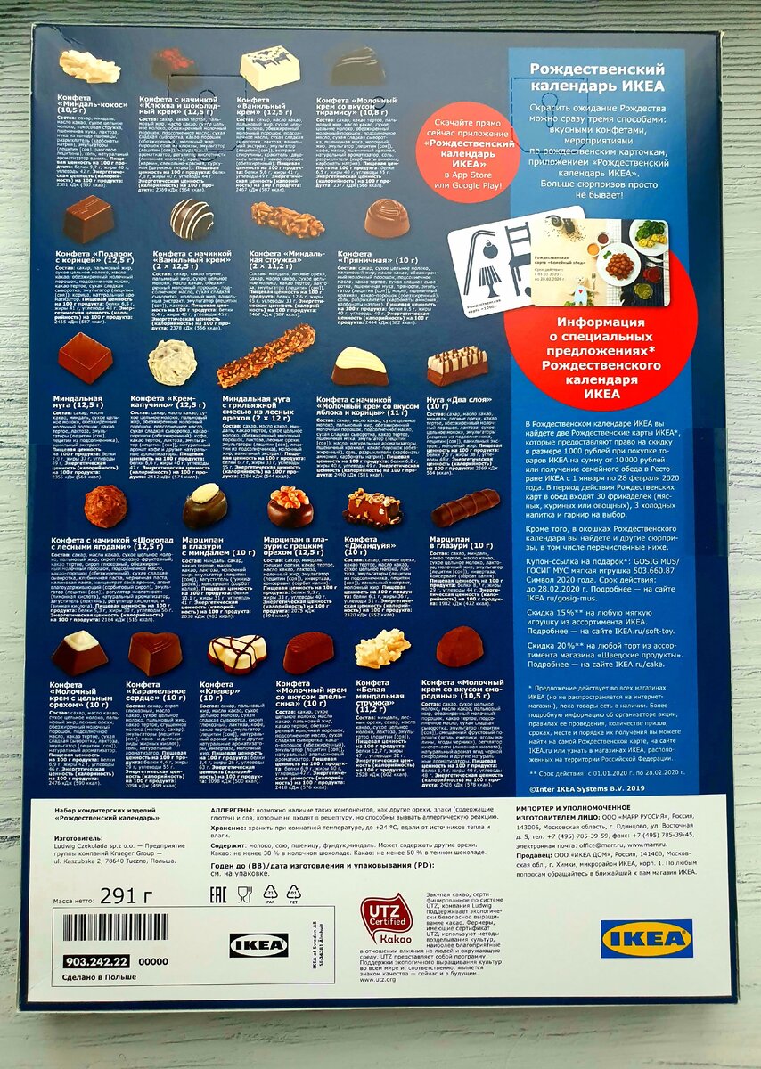 Описание конфет из рождественского календаря Икеа