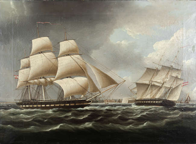  Thomas Buttersworth, 1768 - 1842 An Austrian frigate in two positions off the harbour at Cadiz. Фото из открытого источника