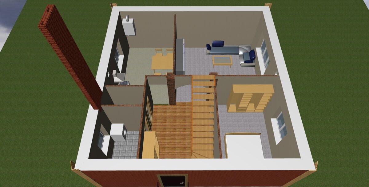 Кирпичный 4-х комнатный дом 9 х 9 м., с мансардой, общей площадью 100 кв.м. ??